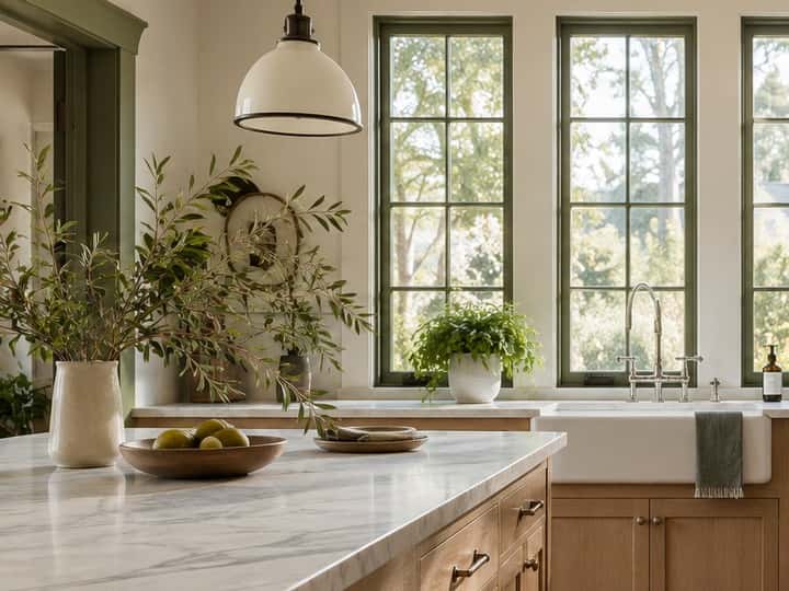 Open shelving and countertop