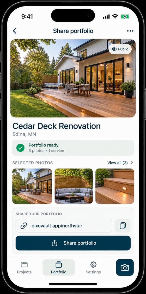The finished deck ready to share as a public portfolio link